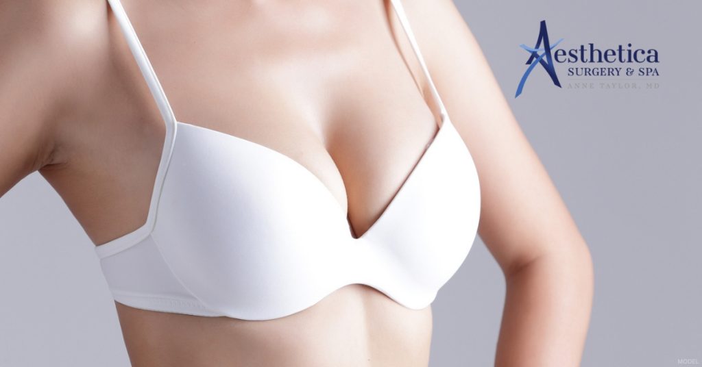 Woman confident in her breast augmentation choice (model)