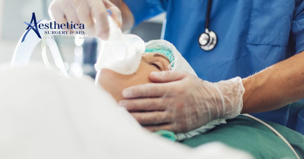 Woman being prepped for cosmetic plastic surgery (models)